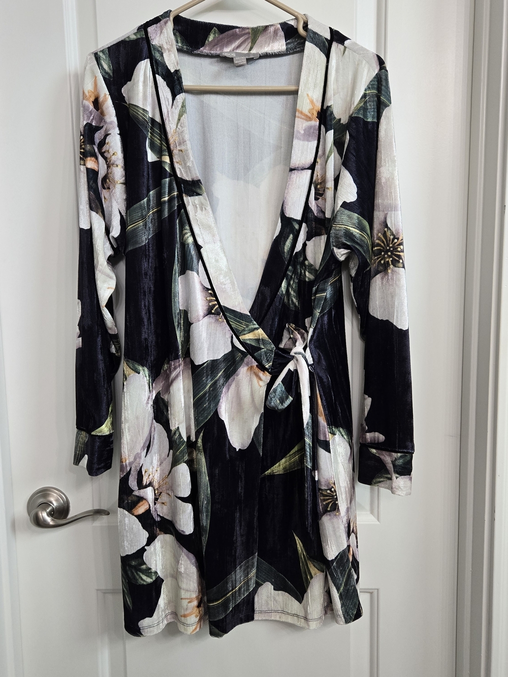 ASOS Velvet Floral Robe with Wrap Detail